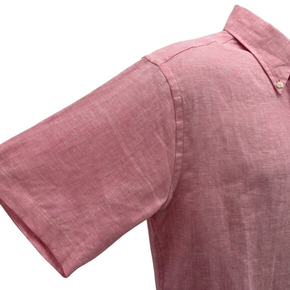 Brooks Brothers Mens Medium Shirt The Original Polo Shirt Irish Linen Pink - Picture 3 of 6